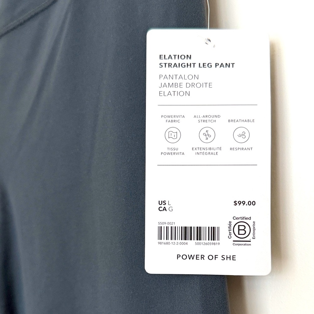 NWT Athleta Elation Straight Leg Pant in Slate Gray Size L
